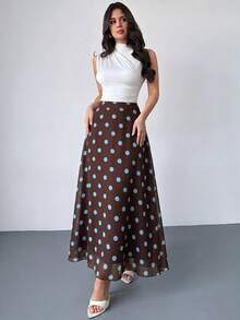 Firerie 女款春夏優雅極簡浪漫約會度假海灘日常出遊通勤杏色奶油黃雪紡飄逸A字褶皺拉鍊設計長裙 - 彩色 - 查看 11