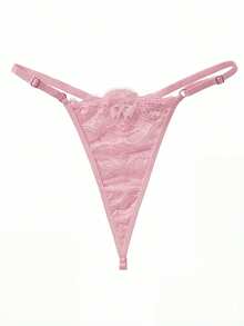 SHEIN 花卉蕾絲鋼圈吊帶襪內衣套裝帶1雙長襪 - 粉色 - 查看 4