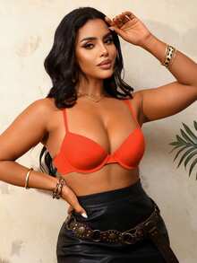 Bare Chapter 1pc Women's Solid Color Comfortable Underwire Bra - Red - View 3