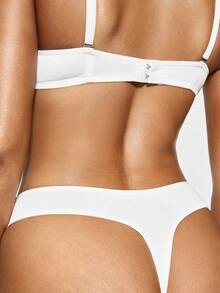 SHAPORA Tanga sexy de encaje de contraste liso - Blanco - Ver 3