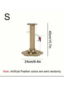 1PC Cat Scratching Post Mat Durable Climbing Frame With Track Ball And Hanging Toy Artificial Feather For Indoor Outdoor Small Medium Cats Entertainment Play - Small Size 40cm - View 6