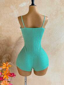 Soleia Women's Solid Color Pleated Casual Jumpsuit For Daily Wear - Blue - View 2
