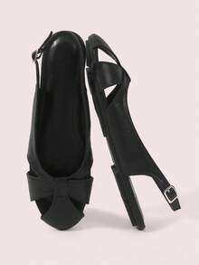 CUCCOO DOLLMOD Women's Shoes Fashionable Black, Round Toe Hollow Metal Buckle Rear Strap Casual Comfortable Breathable Versatile Slingback Roman Shoes Sandals - Black - View 1