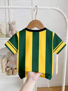 Top de manga corta con cuello redondo minimalista casual para bebé niña en verano, camiseta tipo jersey de ropa deportiva y streetwear vintage para festival de verano para bebé niña - Multicolor - Ver 2