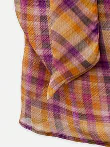 Nöista Plaid Halter Top With Scarf Neckline For Going Out, Vacation And Festival Styling. - Multicolor - View 8