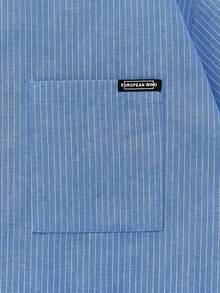 SWAVVY Men's Single-Breasted Preppy Style Short Sleeve Shirt - Baby Blue - View 5
