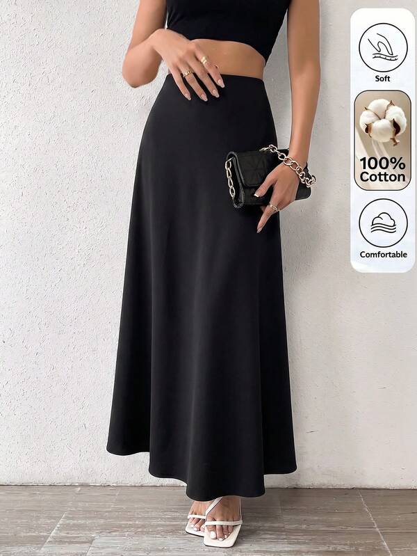 SHEIN Raffinéa Chân váy maxi dáng chữ A màu trơn cho nữ