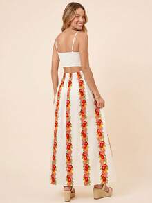 Coeurva Women's Summer Beach Floral Print High Slit Spaghetti Strap Dress - Multicolor - View 2