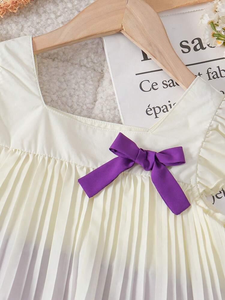 SHEIN 1 chiếc váy mùa hè cho bé gái có nơ - Màu tím - Xem 3