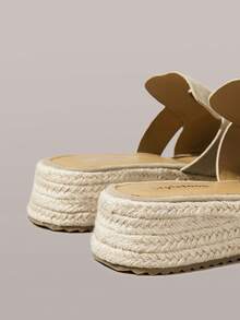 Styleloop 女款厚底楔形涼鞋 夏季露趾波希米亞度假涼鞋 編織繩羅馬沙灘涼鞋 夏季鞋 - 卡其色 - 查看 4