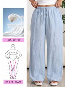 Solflare Pantalones de talla grande de unicolor versátiles y casuales para el verano - Multicolor - Ver 1