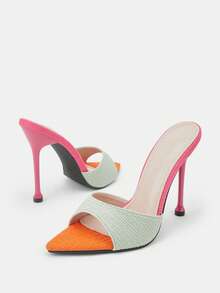 Glitzique Mujer con banda única Sandalias con tacón delgado , de moda verde de tela Sandalias planas para verano - Multicolor - Ver 8