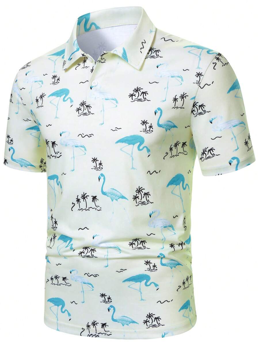 Manfinity Homme 男士夏季休閒全身印花短袖 Polo 衫 - 彩色 - 查看 1