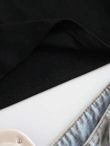 IslaSuriya Solid Round Neck Tee - Black - View 5