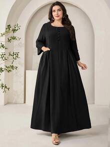 Veilorie Vestido de mujer talla grande - Negro - Ver 2