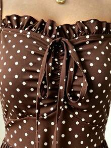 Vestido casual de mujer con estampado de lunares, verano - Café integral - Ver 2