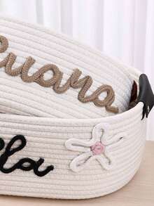 Customized 1pc Handwoven Rope Storage Basket, Suitable For Bathroom, Bedroom, Living Room, Pets Toys, Valentine's Day, Wedding, Home Decor, Halloween, Back To School Student Storage Box,Home Refresh,Customized Storage Basket,Easy Comfort,Home & Living,Christmas Home Atmosphere,Souvenirs,Reusable,Adorable,High-Quality,Elegant Living - White - View 3