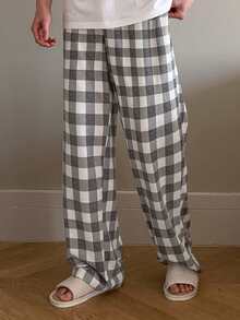 DAZY Men's Plaid Pajama Pants For Spring Home Wear, Fall, Winter - Grey - View 3