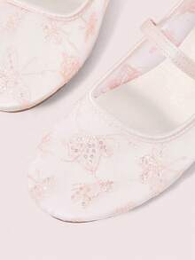CUCCOO DOLLMOD Women's Shoes, Cute Round Toe Pink, Flower Butterfly Sequin Embroidered Mesh Upper, Metal Buckle Strap Flats, Mary Jane - Sequined Butterfly - Pink - View 3