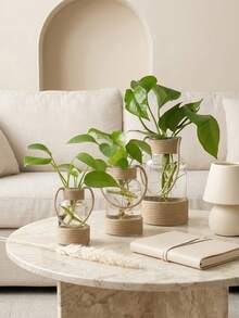 Cirelle 1pc Rustic Jute Rope Glass Flower Vase, Handmade Decorative Bottle With Handle, Farmhouse Style Table Centerpiece, 3 Sizes Available, Ideal Gift For Family And Friends For Home Decor - Hemp rope vase - View 1