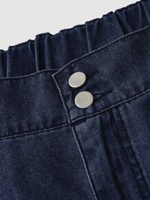 SHEIN MOD Plus Size Women's Multi-Layer Ruffle Hem Casual Denim Midi Skirt - Blue - View 3