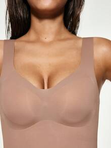 EasyFave Women Solid Color Basic Tank Top For All Seasons, Workout - Coffee Brown - View 7