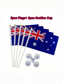 5/15piezas Banderas Australianas para Agitar a Mano y 5piezas Ventosas Transparentes de PVC con Agujeros Portátiles Reutilizables Fácil Instalación Coloridas Duraderas para Copa del Mundo Oficina Coche Hogar Decoración de Pared Eventos Deportivos Exteriores - Multicolor - Ver 8