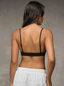 Esseday Leisure Extremely Stretchy Seamless & Skin-Friendly No Padding Comfortable Solid Bra Black - Black - View 3