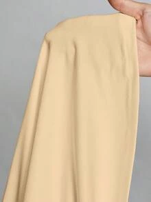 SHEIN Tall Simple Solid Color Slim High Collar White Top Suitable For Autumn And Winter - Apricot - View 8