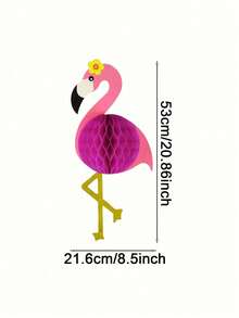 1/4 PCS 21Inch Large Honeycomb Paper 3D Hanging Pink Flamingo Honeycomb Ball Decorations Tropical Summer Beach Party Birthday Hawaiian Garland Popular Party Supplies Gift - Multicolor - View 12