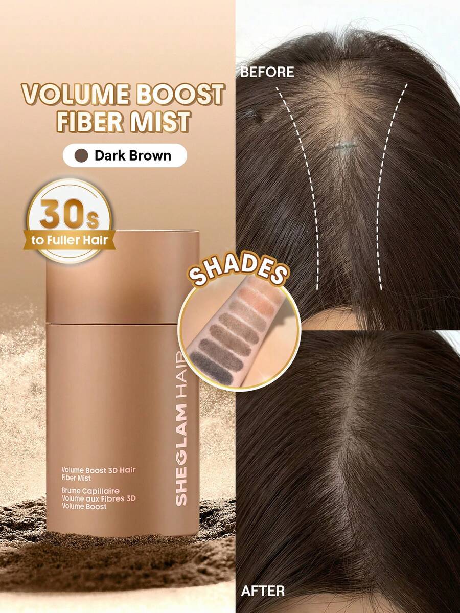 SHEGLAM HAIR 豐盈3D增發纖維噴霧 - 深棕色,增髮纖維,增髮纖維,30秒內令秀發更顯豐盈,3分鐘定型,72小時持久定型,男女通用,適用於髮際線、髮縫、頭頂、白髮,瞬間遮蓋稀疏發區 禮物 粉紅色的 化妝品 海灘 節慶 護髮 假期 夏天 美髮配件 返校 旅行 - Dark Brown - 查看 1