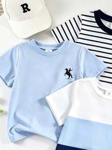 Souflis Souflis 小男孩 3 件組圖案 T-shirt，舒適時尚，適合春夏季休閒穿著 - 彩色 - 查看 4