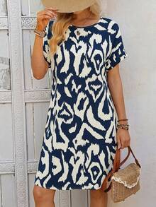 EMERY ROSE Women's Vacation Casual All-Over Print Midi Dress  Casual Dress For Women   Cheetah Print Country Concert Outfit - Multicolor - View 6