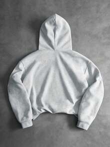 Manfinity Hypemode Men's Moon And Star Pattern Double-Layer Hooded Long Sleeve Sweatshirt - Light Grey - View 2