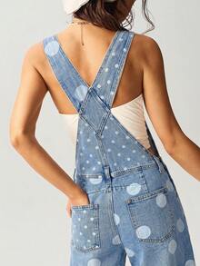 Bohemela Summer Women's Casual Retro Vintage 70s Tropical Woven Denim Polka Dot Washed Jumpsuit Western Music Festival Going Out Picnic Vacation Outfits Blue - Blue - View 3