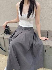 Dazy Tall 女款高個子長袖圓點蕾絲拼接休閒T恤，適合高個子女孩 - 黑與白 - 查看 4