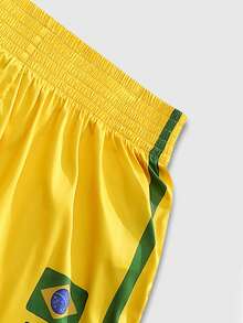 ROMWE MEN Street Life World Cup Men's Brazil Color Boxer Shorts - Yellow - View 6