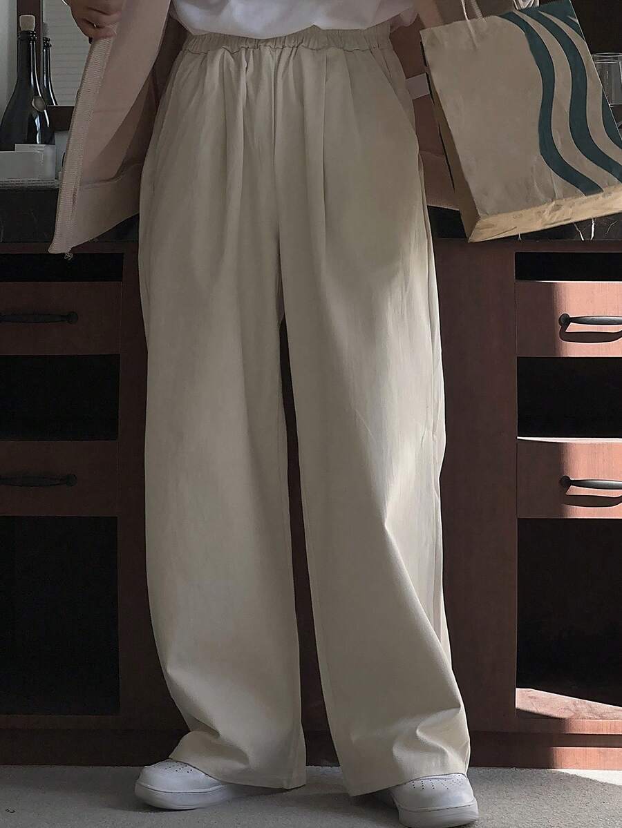 DAZY Pantalones casuales y versátiles para hombres en beige, adecuados para el transporte, otoño - Beis - Ver 1