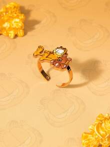 GARFIELD | SHEIN 一對新款創意卡通可愛貓咪圖案印花開口戒指，IP關節設計，可愛個性化，簡約大方，亦可作為飾品，適合各種派對、音樂會、節慶，精美禮物 - 彩色 - 查看 8