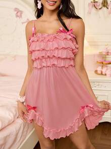 SweetSlumber Women's Spaghetti Strap Bow Nightgown - Dusty Pink - View 5