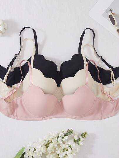 DesireSculpt 3pcs Minimalist Women's Versatile Casual Push-Up Bra