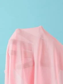 SHEIN 青少年女孩單肩海星裝飾細肩帶連身泳衣附側結遮蓋裙套裝 - 粉色 - 查看 6