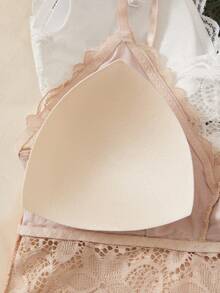SHEIN 3pcs/Set Spaghetti Strap Wire-Free Lace Bralette - Multicolor - View 5