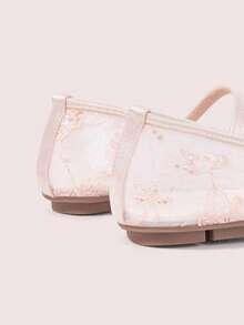 CUCCOO DOLLMOD Women's Shoes, Cute Round Toe Pink, Flower Butterfly Sequin Embroidered Mesh Upper, Metal Buckle Strap Flats, Mary Jane - Sequined Butterfly - Pink - View 6