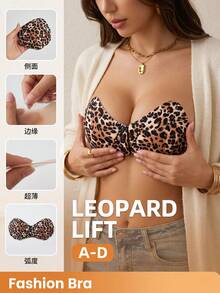 SHEIN 1pc Women's Leopard Print Adhesive Bra, Suitable For Daily Wear - Multicolor - View 1