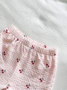 Souflis Souflis 2件組女嬰幼童新生兒春夏優雅小公主白色綠色彼得潘領娃娃上衣+澎澎短褲套裝 - 淺粉色 - 查看 8