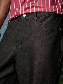 EVRINFINITE Jeans anchos y sueltos con bordado de moda casual para hombres - Negro - Ver 4