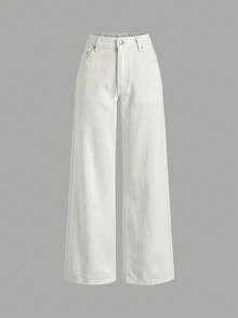 Sweetra Sophisticated Elegant Women's Denim Outfit For Outings - White - View 8