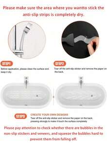 24pcs Anti Slip Shower Stickers Bathroom Anti-Slip Strip Peva Transparent Bathtub Anti-Slip Sticker Tape For Bathroom Tub Floor And Shower - White - View 8