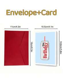 1pc Funny Diet Birthday Card With Can Design - Humorous Soda Lover Gift For Birthdays, Party Invitation & Celebration Greeting Card With Envelope, Perfect For Cola Enthusiasts, Birthday Party Decorations - Multicolor - View 3